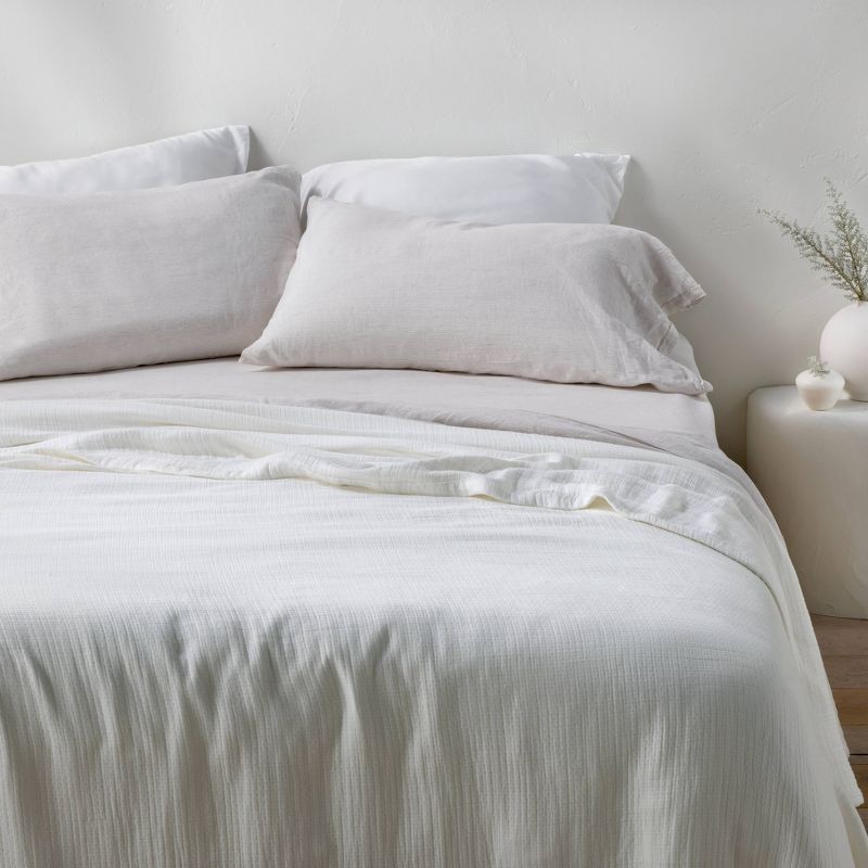 slide 1 of 5, King Rayon from Bamboo Matelasse Blanket White - Casaluna™, 1 ct