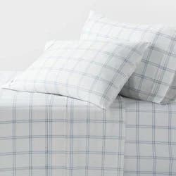 Queen 400 Thread Count Performance Sheet Set Blue Plaid - Threshold™