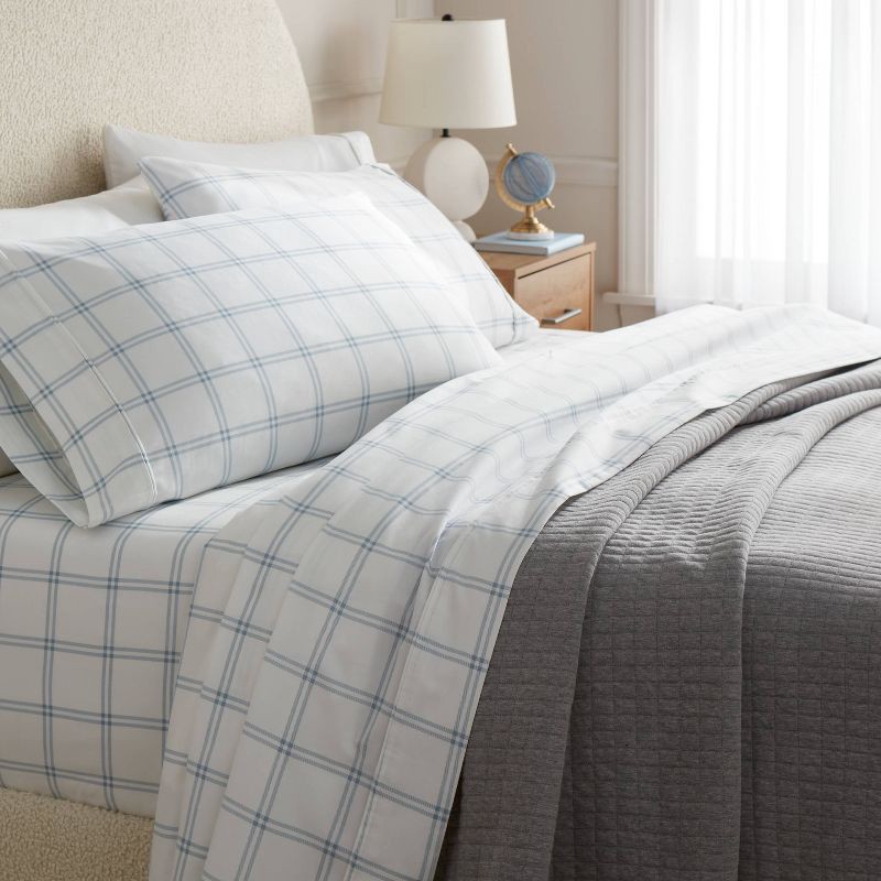 slide 2 of 4, King 400 Thread Count Performance Sheet Set Blue Plaid - Threshold™, 1 ct