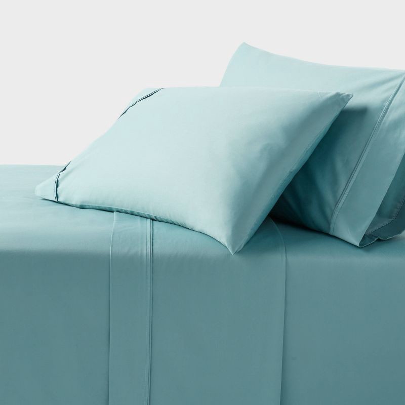 slide 1 of 4, Full 400 Thread Count Performance Sheet Set Light Teal - Threshold™, 1 ct