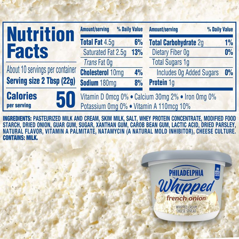 slide 2 of 9, Philadelphia Whipped French Onion Cheese - 7.5oz, 7.5 oz