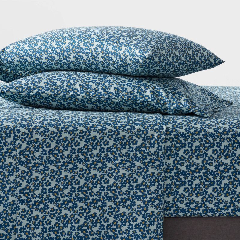 slide 2 of 4, Twin/Twin XL Microfiber Sheet Set Blue Micro Floral - Room Essentials™, 1 ct