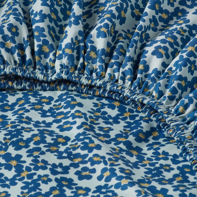 slide 4 of 4, Twin/Twin XL Microfiber Sheet Set Blue Micro Floral - Room Essentials™, 1 ct