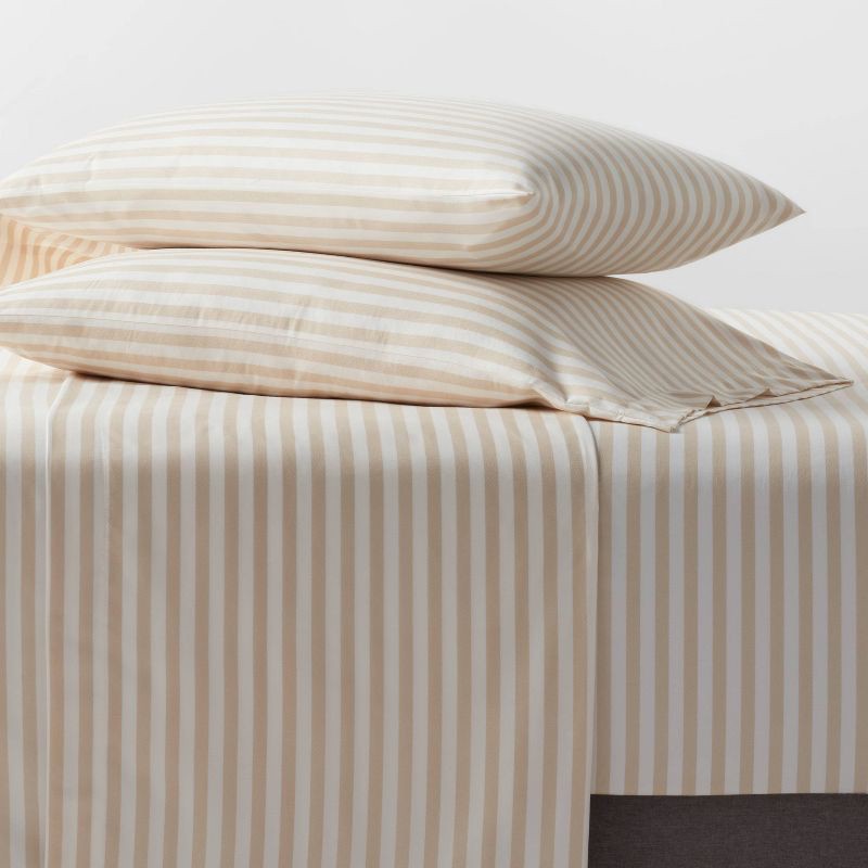 slide 2 of 4, King Microfiber Sheet Set Neutral Stripe - Room Essentials™, 1 ct