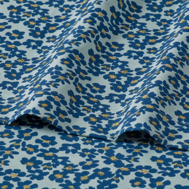 slide 3 of 4, Full Microfiber Sheet Set Blue Micro Floral - Room Essentials™, 1 ct