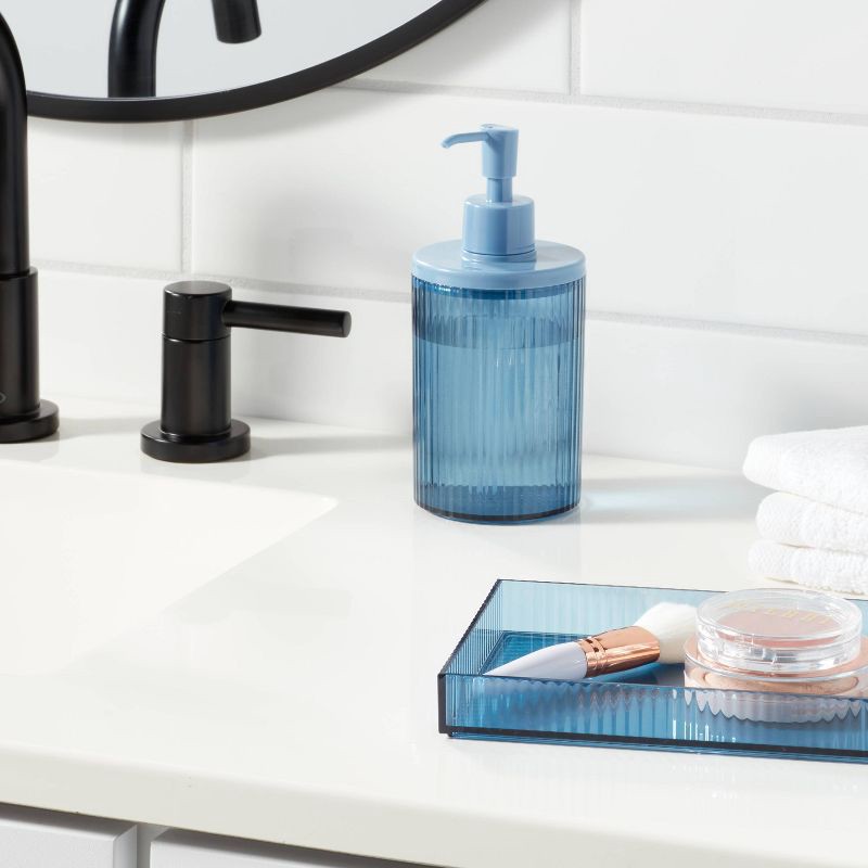 slide 2 of 4, Ribbed Soap Pump Blue - Room Essentials™, 1 ct