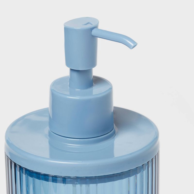 slide 3 of 4, Ribbed Soap Pump Blue - Room Essentials™, 1 ct