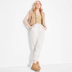 Women's High-Rise Slim Fit Joggers - Wild Fable™ Heather Gray XL: Cotton Blend, Elastic Waist, Drawstring, 29" Inseam