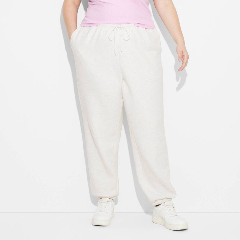 slide 2 of 3, Women's High-Rise Slim Fit Joggers - Wild Fable™ Heather Gray XXL: Cotton Blend, Recycled Polyester, Elastic Waistband, 29" Inseam, 1 ct