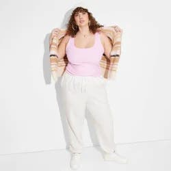 Women's High-Rise Slim Fit Joggers - Wild Fable™ Heather Gray XXL: Cotton Blend, Recycled Polyester, Elastic Waistband, 29" Inseam