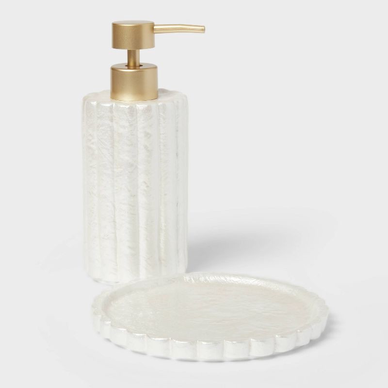 slide 4 of 4, Fluted Capiz Soap Pump - Threshold™, 1 ct