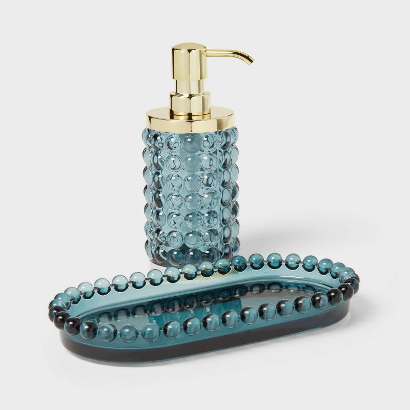 slide 4 of 4, Textured Glass Tray Blue - Threshold™, 1 ct