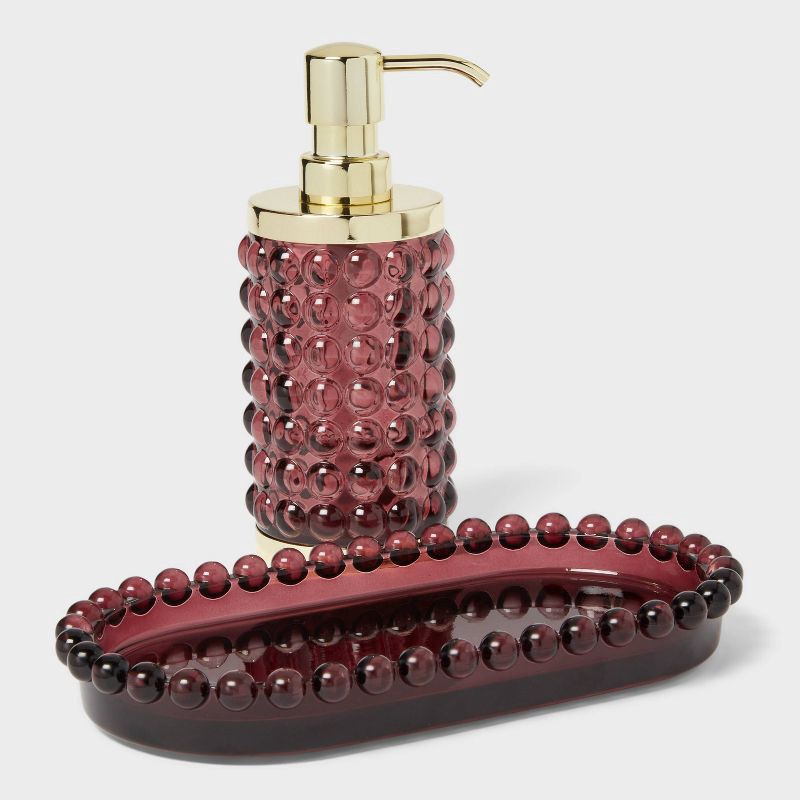 slide 4 of 4, Textured Glass Soap Pump Mulberry - Threshold™, 1 ct