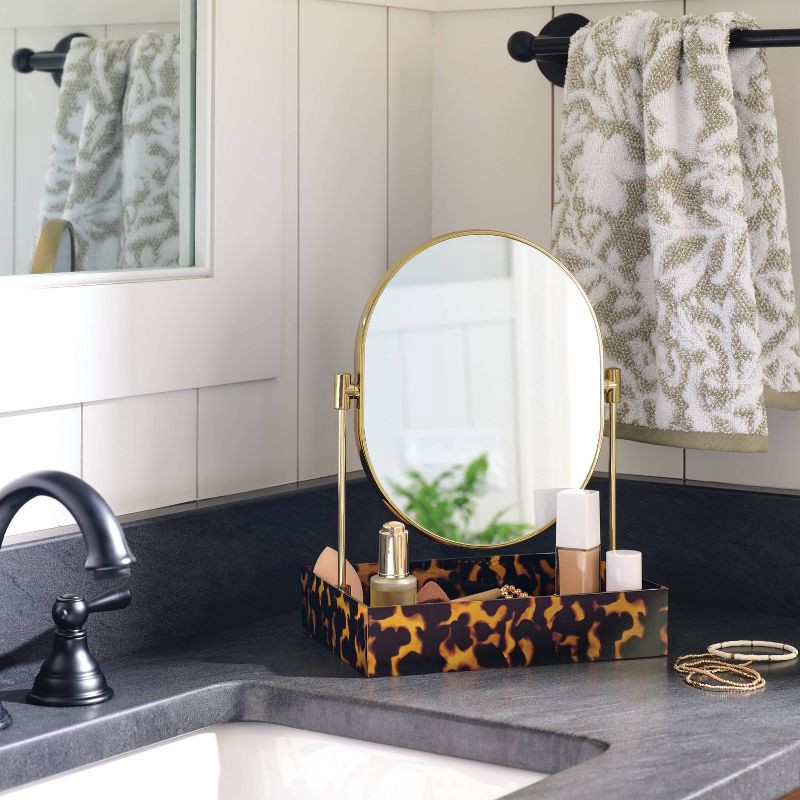 slide 2 of 3, Leopard Print Tray with Gold Mirror - Threshold™, 1 ct