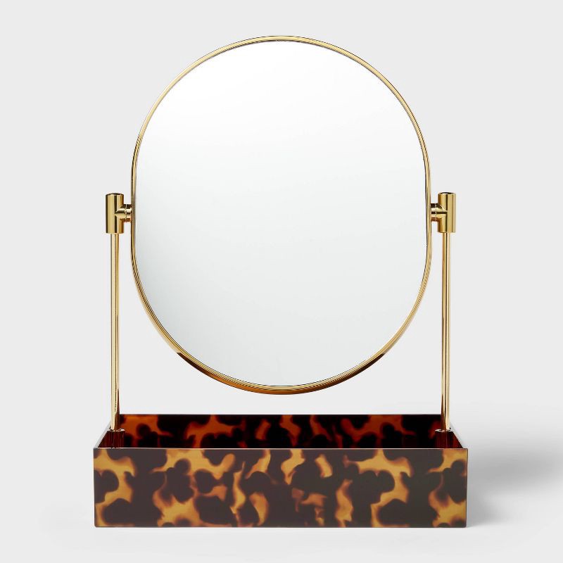 slide 1 of 3, Leopard Print Tray with Gold Mirror - Threshold™, 1 ct