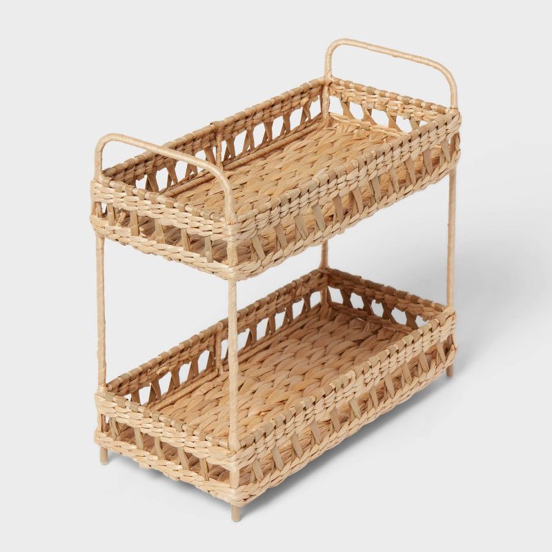 slide 1 of 3, Natural Woven Tiered Tray Organizer - Threshold™, 1 ct
