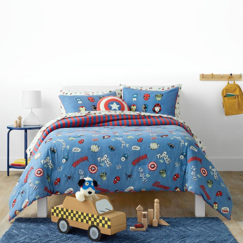 slide 2 of 5, Full/Queen Marvel Glow in the Dark Kids' Comforter - The Marvel Collection by Pillowfort™, 1 ct