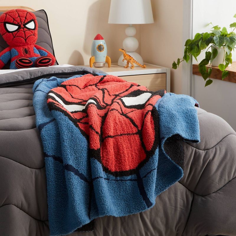 slide 2 of 4, Marvel Spider-Man Mask Knit Kids' Throw Blanket - The Marvel Collection by Pillowfort™, 1 ct