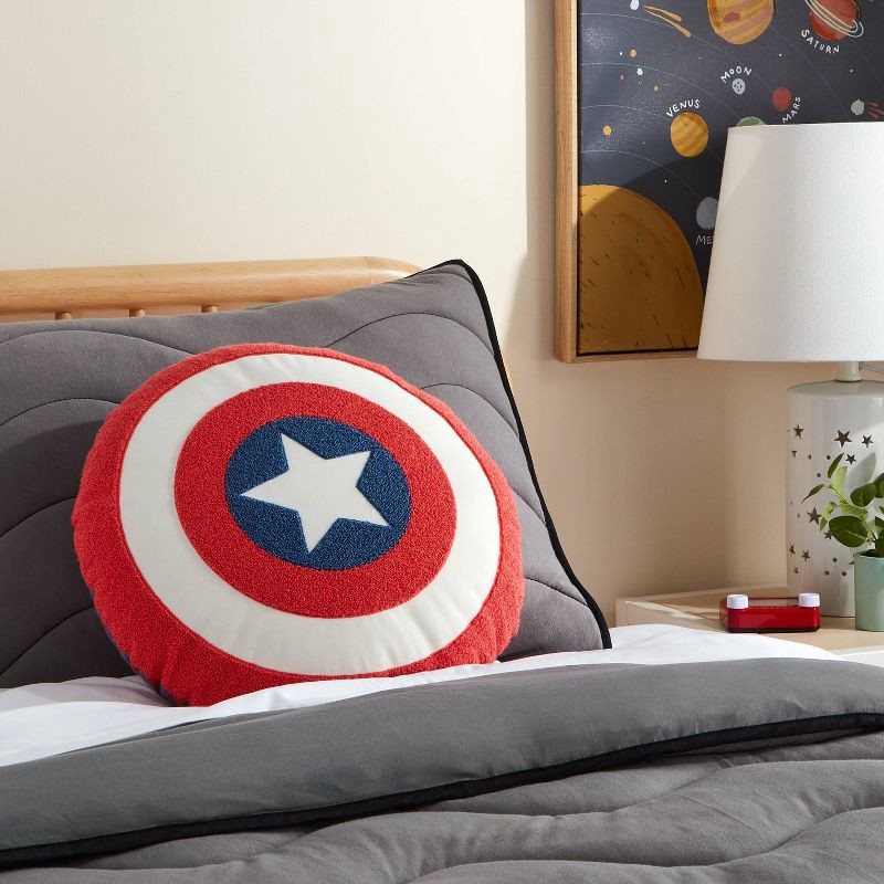 slide 2 of 4, Marvel Captain America Shield Kids' Decorative Throw Pillow - The Marvel Collection by Pillowfort™, 1 ct