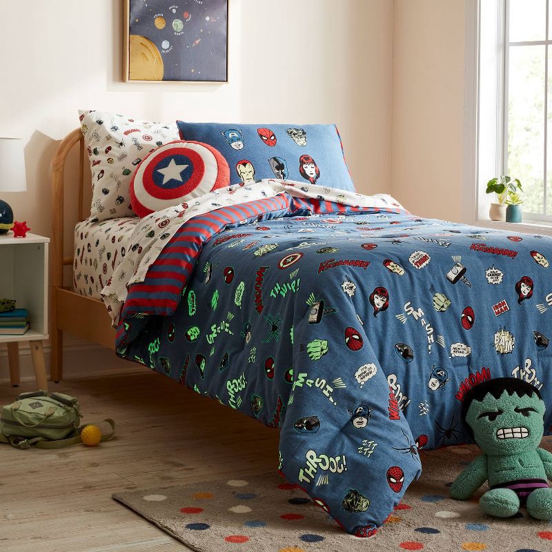 slide 2 of 5, Twin Marvel Glow in the Dark Kids' Comforter - The Marvel Collection by Pillowfort™, 1 ct