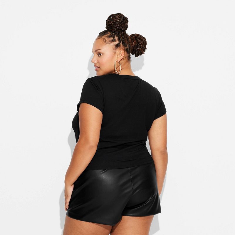 slide 3 of 4, Women's Short Sleeve Crewneck T-Shirt - Wild Fable™ Jet Black XXL: Cotton Spandex Blend, Crew Neck, Pullover Style, 1 ct