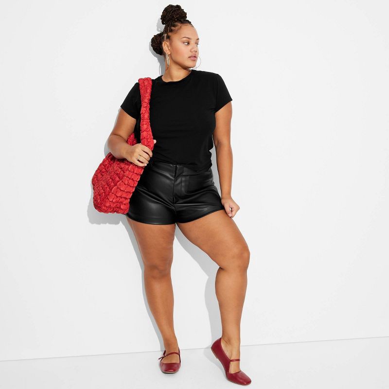 slide 1 of 4, Women's Short Sleeve Crewneck T-Shirt - Wild Fable™ Jet Black XXL: Cotton Spandex Blend, Crew Neck, Pullover Style, 1 ct