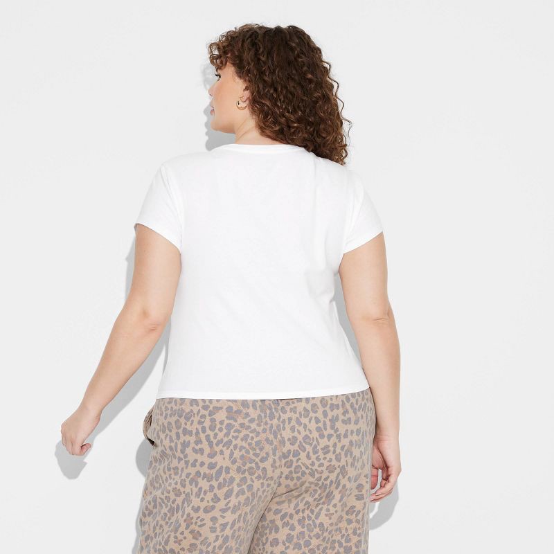 slide 3 of 4, Women's Short Sleeve Crewneck T-Shirt - Wild Fable™ Chalk White XXL: Cotton Spandex Blend, Crew Neck, Pullover Style, 1 ct