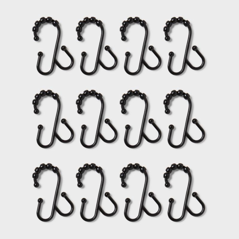 slide 3 of 3, Double Hook Shower Ring Black - Room Essentials™, 1 ct