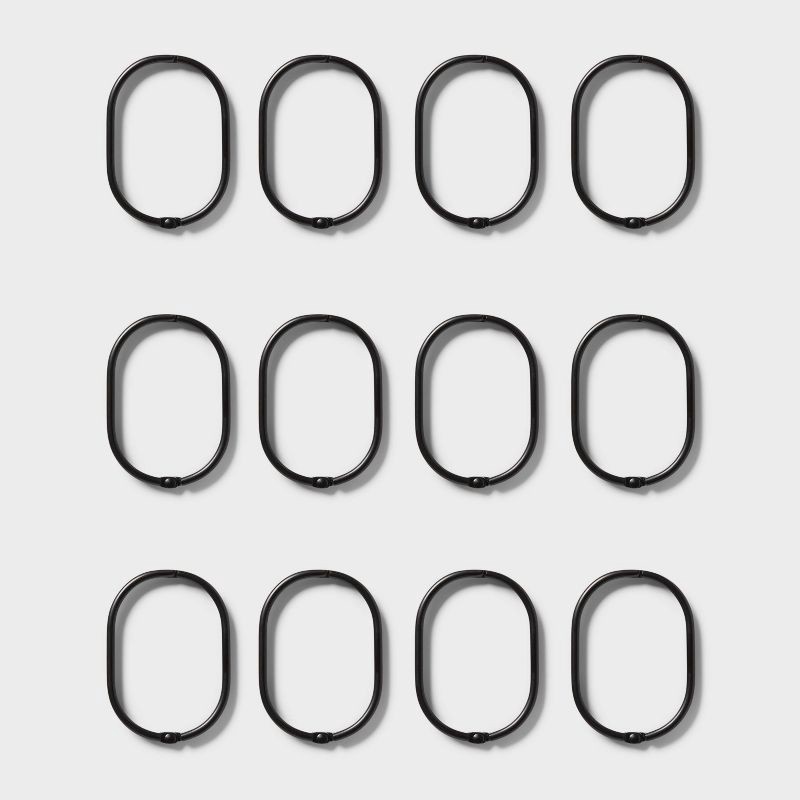 slide 3 of 3, Oval Shower Curtain Rings Black - Threshold™, 1 ct