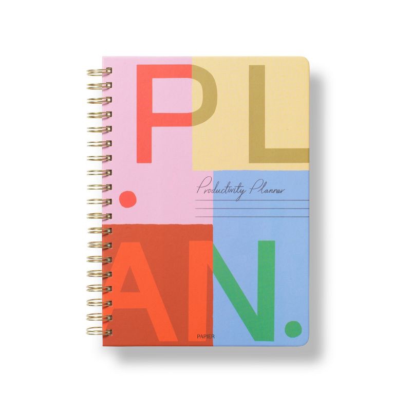 slide 1 of 3, Papier Productivity Planner 9.84"x7.48" Spiral Plan Typographic, Hard Cover, 1 ct