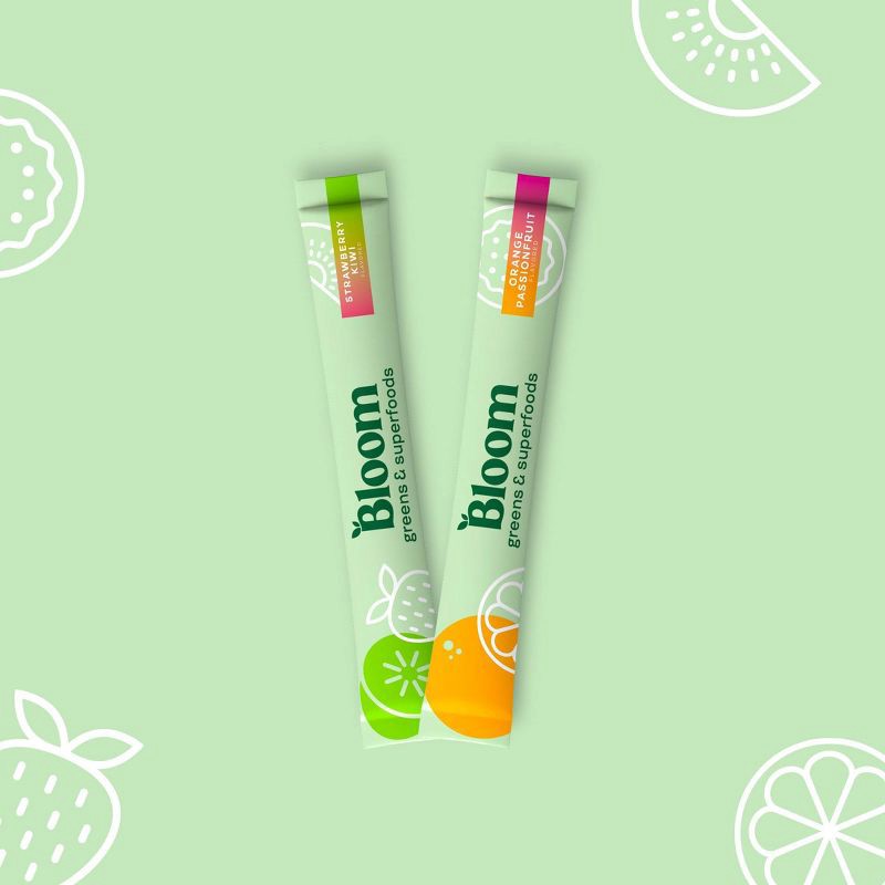 slide 2 of 6, BLOOM NUTRITION Greens and Superfoods Powder Stick Packs - Orange Passionfruit/Strawberry Kiwi - 3.86oz/18ct, 3.86 oz, 18 ct