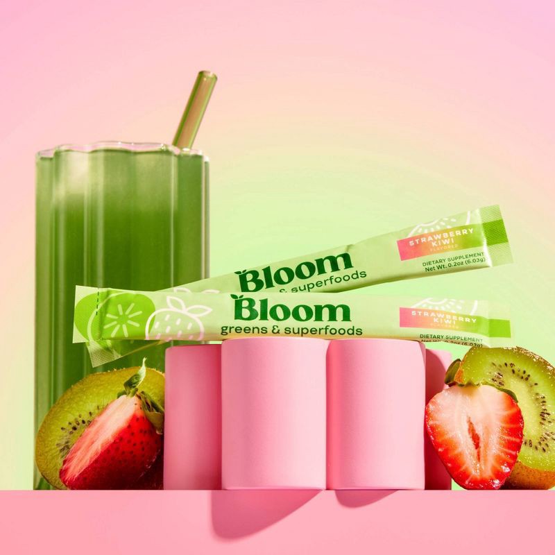 slide 2 of 7, BLOOM NUTRITION Greens and Superfoods Powder Stick Packs - Orange Passionfruit/Strawberry Kiwi - 3.86oz/18ct, 3.86 oz, 18 ct