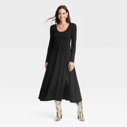 Women's Long Sleeve Knit Ballet Maxi Dress - A New Day™ Black M