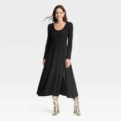 Women's Long Sleeve Knit Ballet Maxi Dress - A New Day™ Black M