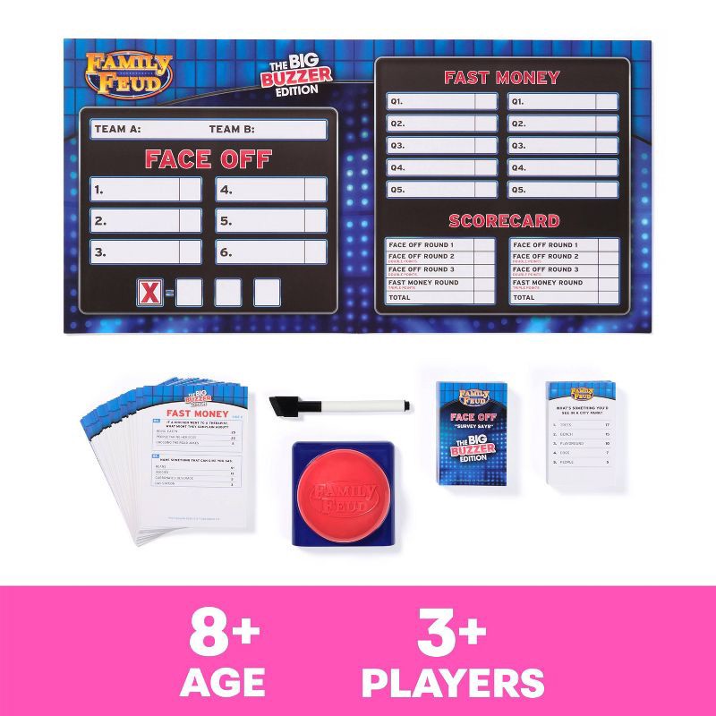 slide 2 of 5, Family Feud The Big Buzzer Edition Party Card Game, 1 ct