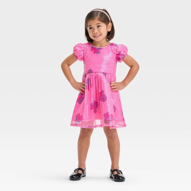 slide 3 of 3, Toddler Girls' Disney Minnie Mouse A-Line Dress - Pink 5T, 1 ct