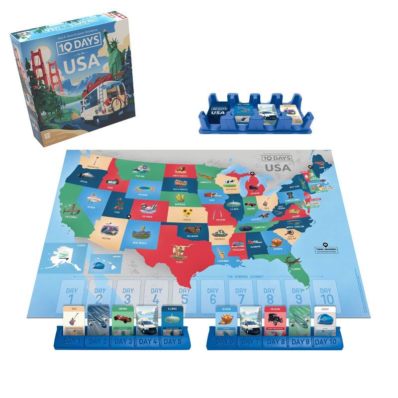 slide 2 of 10, The Op Games 10 Days in the USA Board Game: Educational Focus on Geography & Travel, 2-4 Players, 30 Min Play, 1 ct