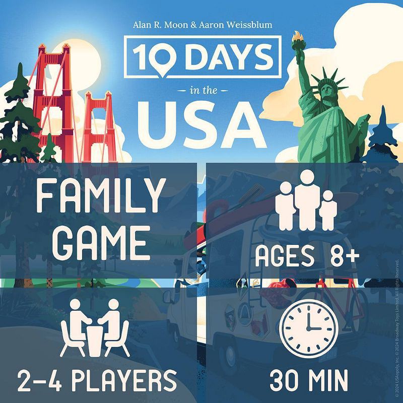 slide 3 of 10, The Op Games 10 Days in the USA Board Game: Educational Focus on Geography & Travel, 2-4 Players, 30 Min Play, 1 ct