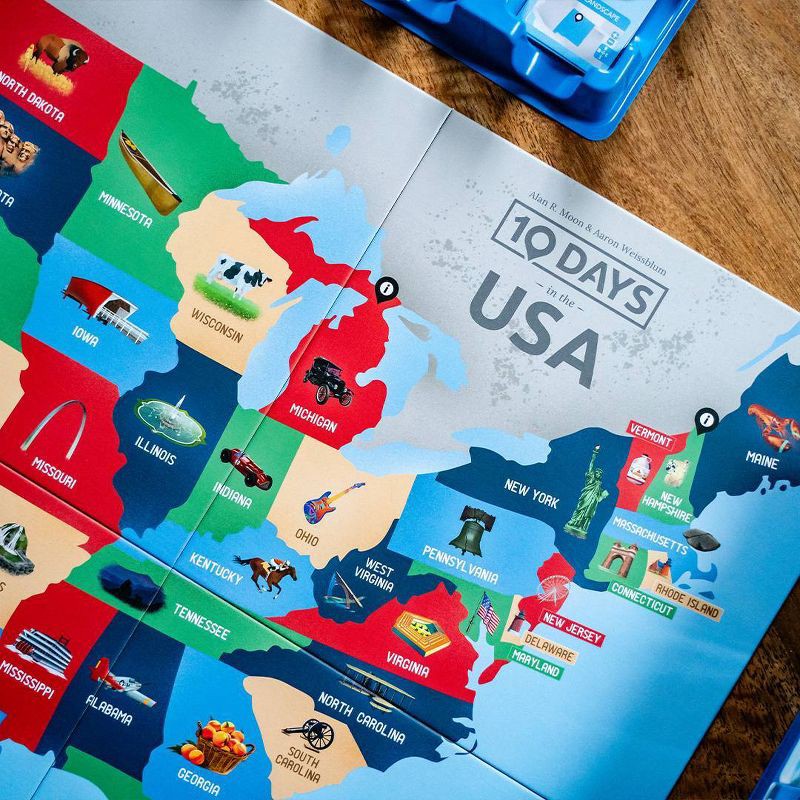 slide 9 of 10, The Op Games 10 Days in the USA Board Game: Educational Focus on Geography & Travel, 2-4 Players, 30 Min Play, 1 ct