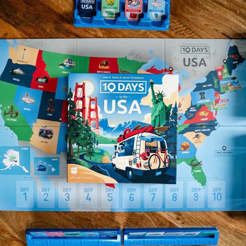 slide 10 of 10, The Op Games 10 Days in the USA Board Game: Educational Focus on Geography & Travel, 2-4 Players, 30 Min Play, 1 ct