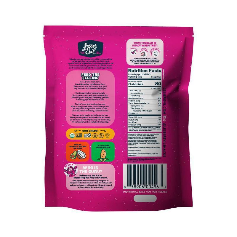 slide 2 of 2, LesserEvil Lil Puff Star-Berry Beet Baby Food - 4.8oz, 4.8 oz