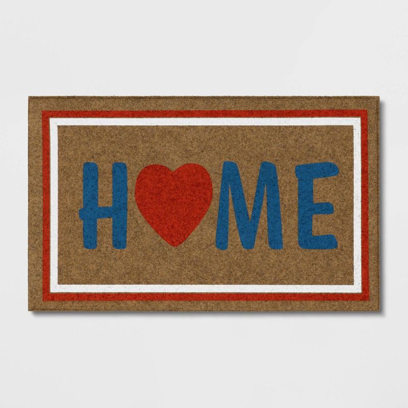 slide 1 of 3, 1'6"x2'6" Americana Home + Heart Faux Coir Outdoor Doormat - Sun Squad™, 1 ct