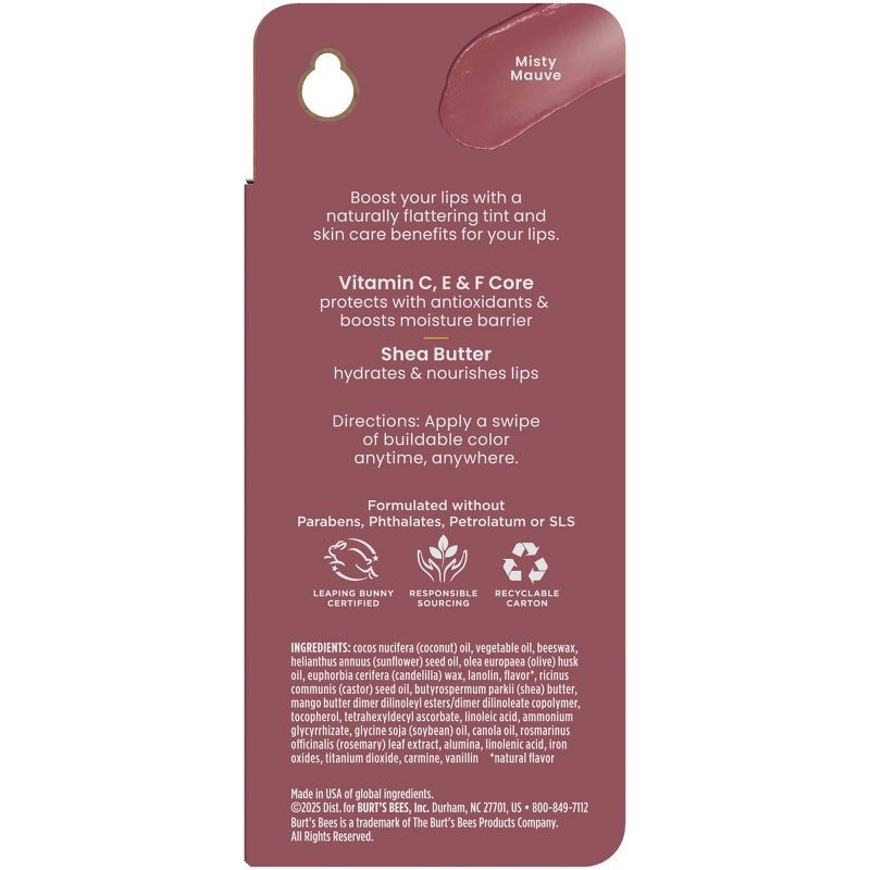 slide 14 of 14, Burt's Bees Boosted Tinted Lip Balm - Misty Mauve - 0.16oz, 0.16 oz