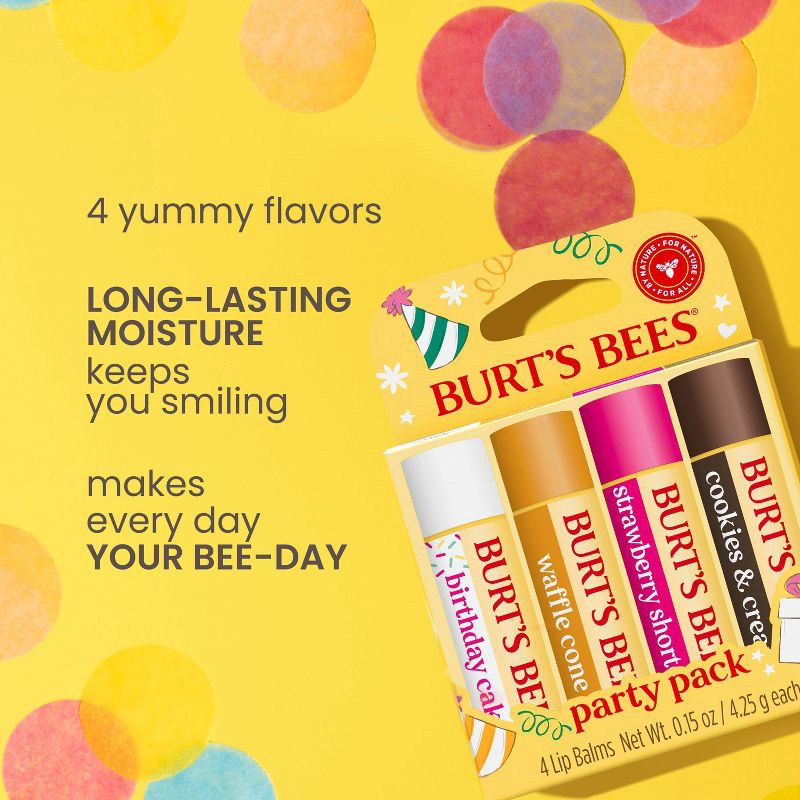 slide 3 of 11, Burt's Bees Party Pack - Birthday Cake Variety - 0.6oz/4ct, 0.6 oz, 4 ct