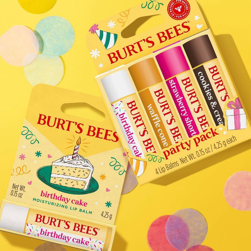 slide 7 of 11, Burt's Bees Party Pack - Birthday Cake Variety - 0.6oz/4ct, 0.6 oz, 4 ct