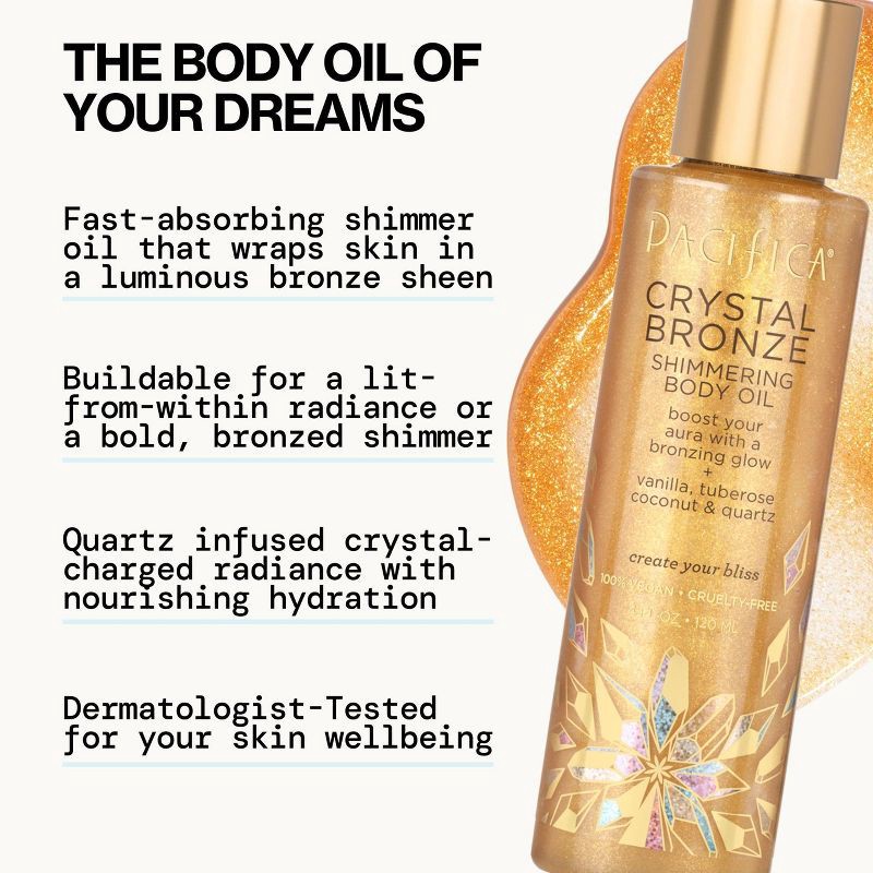 slide 3 of 9, Pacifica Shimmering Body Oil - Crystal Bronze - 4 fl oz, 4 fl oz