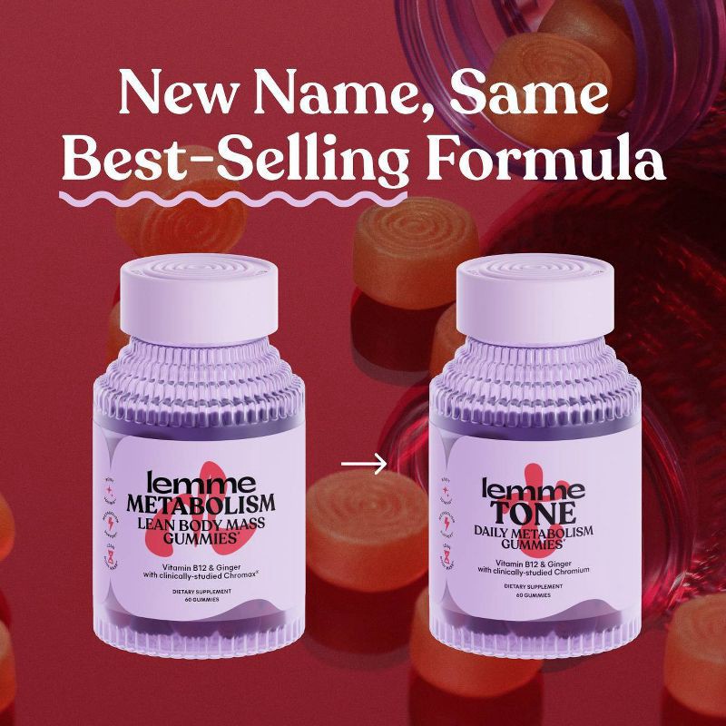 slide 3 of 8, Lemme Tone Metabolism Lean Body Mass Gummies - 60ct, 60 ct