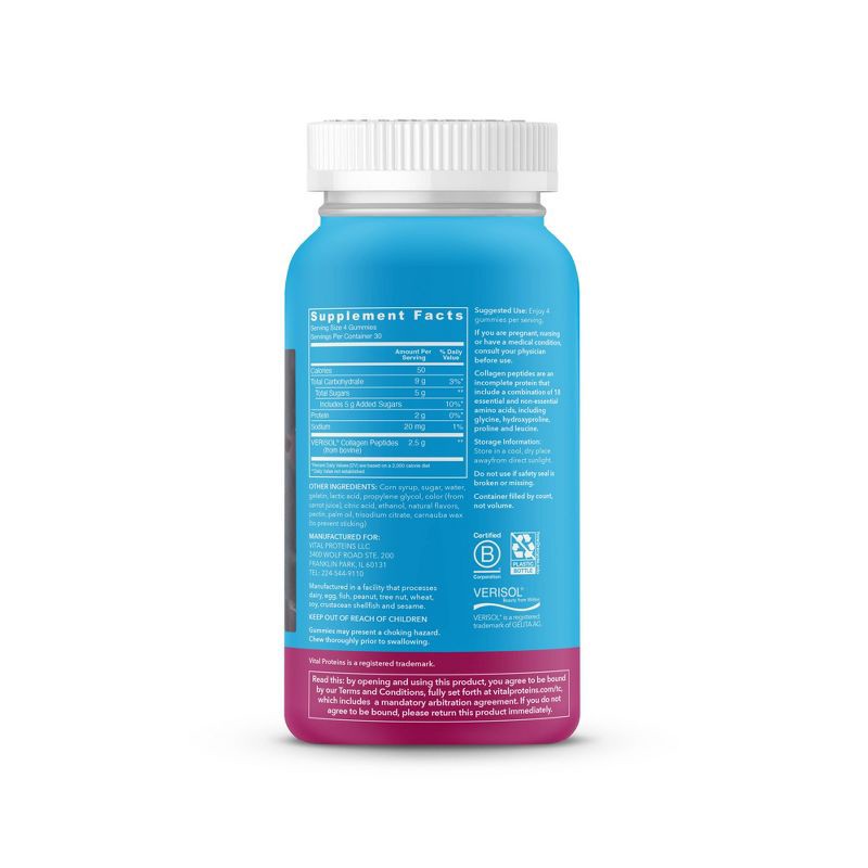 slide 2 of 7, Vital Proteins Collagen Gummies - Raspberry - 120ct, 120 ct