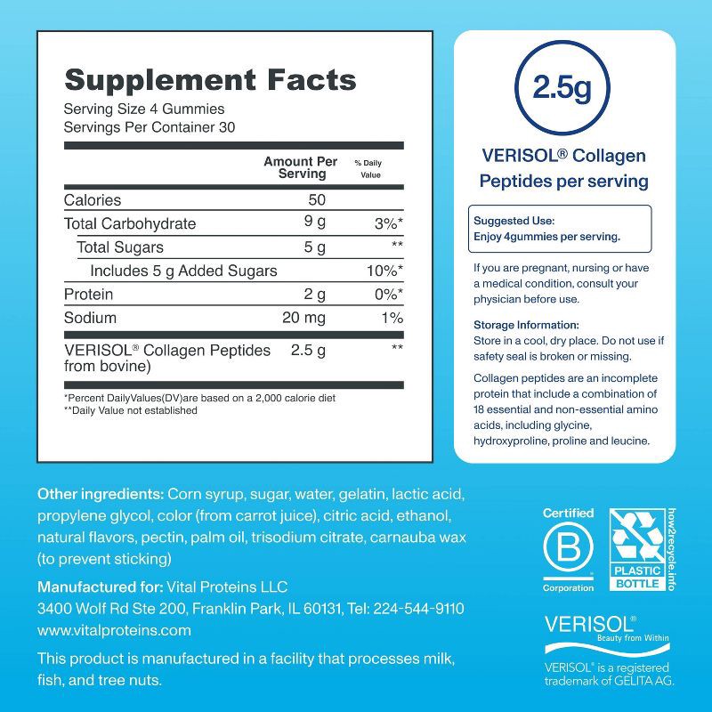 slide 3 of 7, Vital Proteins Collagen Gummies - Raspberry - 120ct, 120 ct