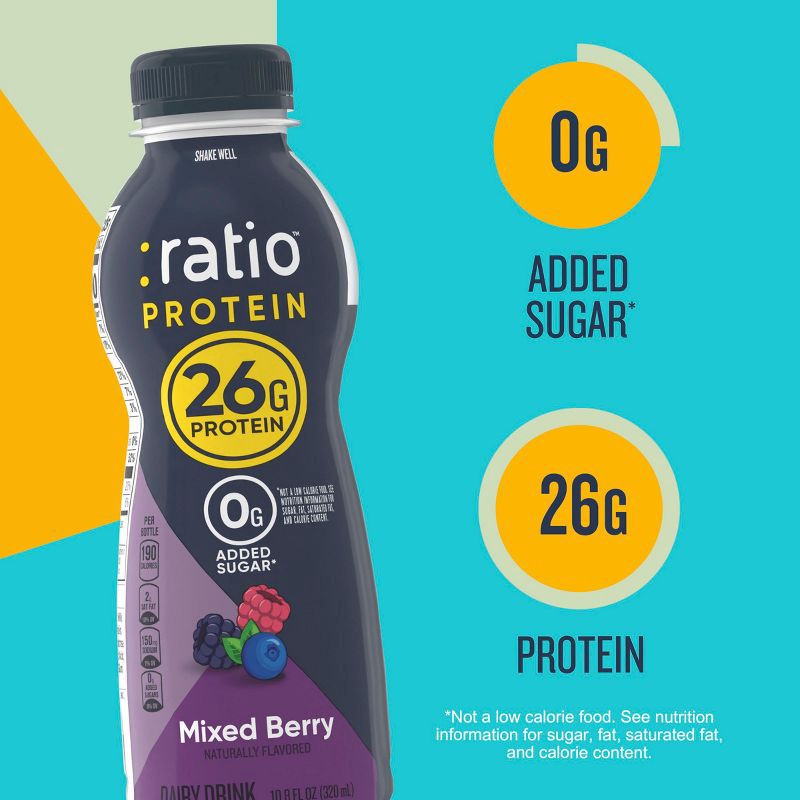 slide 2 of 6, :ratio Protein Yogurt Beverage Mixed Berry - 26g Protein 10.8oz, 26 gram, 10.8 oz